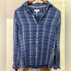Peter Millar Blue Plaid Button Down Shirt Men’s Medium Lightweight Cotton Casual